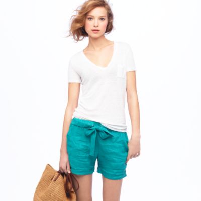 Linen bow short   novelty   Womens shorts   J.Crew