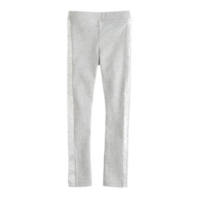 Hthr Grey Girls everyday leggings in glitter tuxedo   full length 