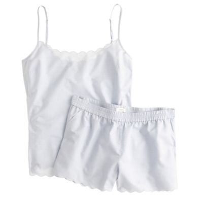 Scalloped pajama short set in end-on-end cotton