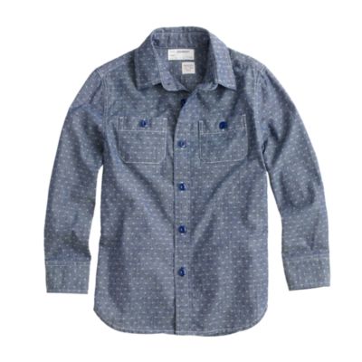 Boys' slim chambray shirt in embroidered dot : patterned & printed ...