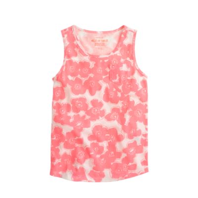 Girls' pocket tank in neon floral