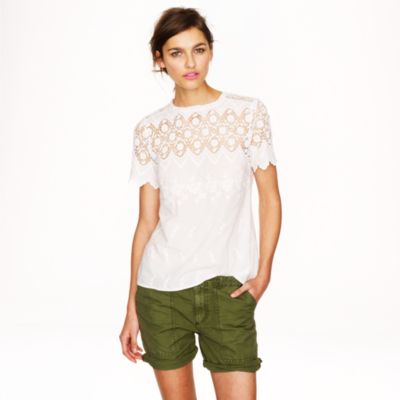 J crew short sleeve lace clearance top