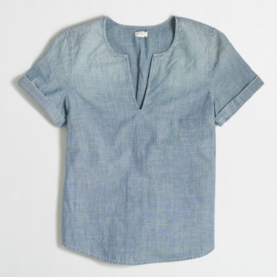 Factory denim V-neck tee