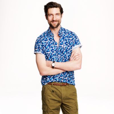 Short-sleeve shirt in navy floral