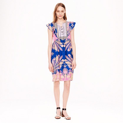 Collection lace-up dress in mixed prints