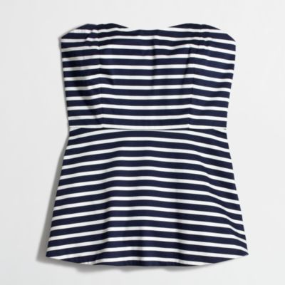 Factory printed strapless peplum top