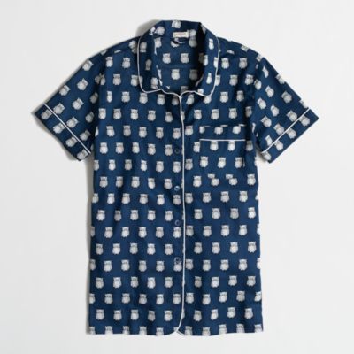 Factory short-sleeve pajama shirt in owls