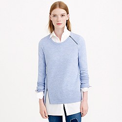 Merino wool asymmetrical zip sweater