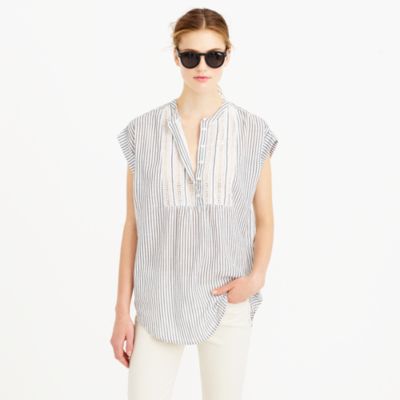 Gauze tunic in stripe : casual shirts | J.Crew