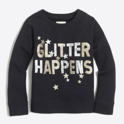 Girls' glitter happens sweatshirt